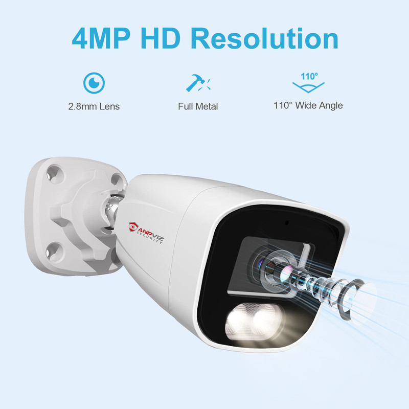 Anpviz 4MP PoE IP Bullet Security Camera Outdoor 24/7 Recording 2.8mm Lens NDAA gallery