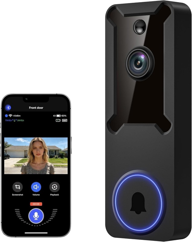 Advanced 1080P Video Doorbell with Wide-Angle View, Night Vision & Cloud Backup gallery