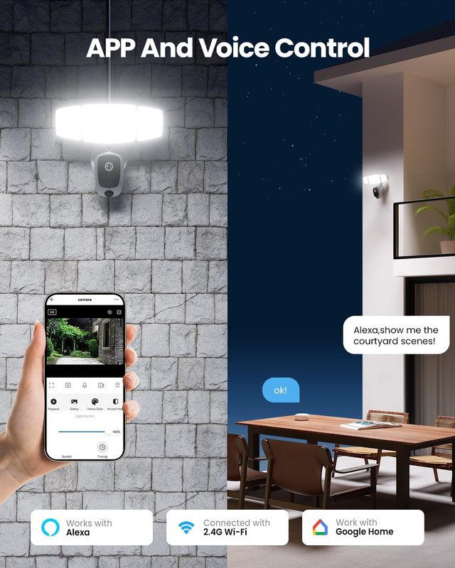 2K QHD Outdoor Floodlight Camera with Motion Detection and Night Vision gallery