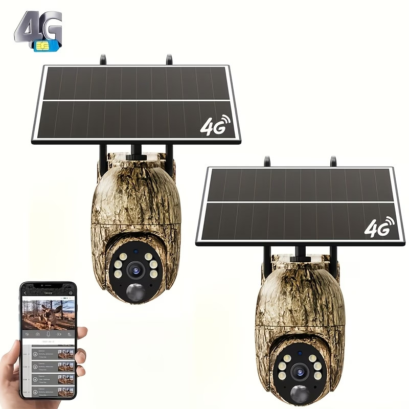4G LTE Solar Security Camera 360° Outdoor Wireless 4MP Night Vision PIR Cam gallery