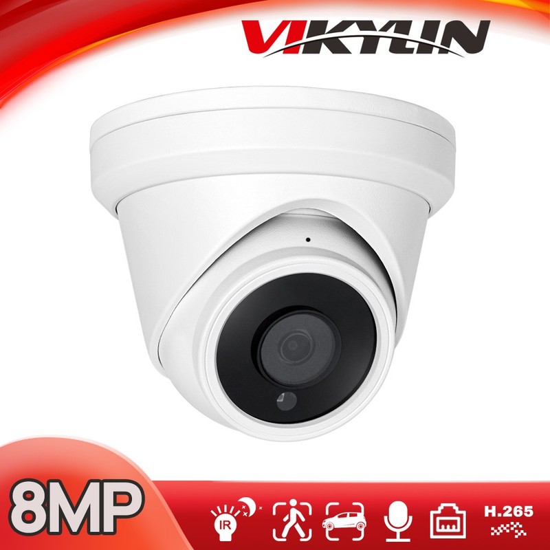 VIKYLIN 4K 8MP PoE CCTV Security Camera IR Night Vision Indoor Outdoor MIC H.265
