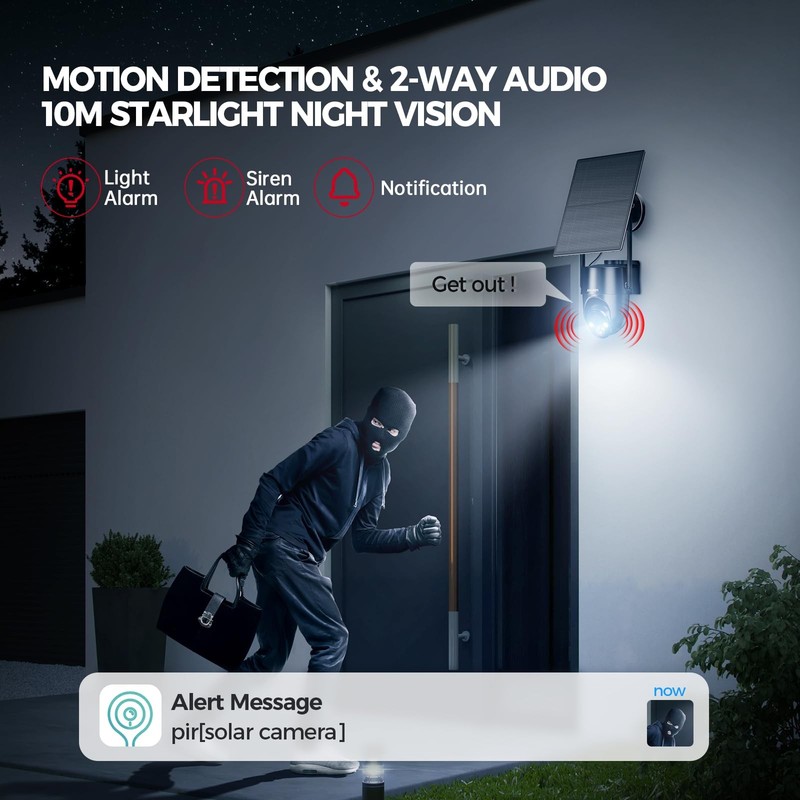 Solar Security Cameras Wireless Outdoor, 2K 360° View Solar Powered WiFi 3MP ... gallery