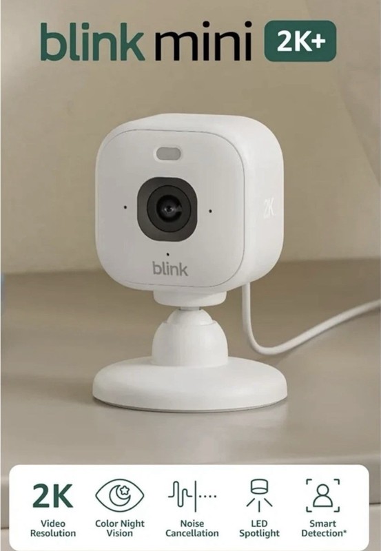 Blink Mini 2K+ Compact plug-in security camera 2K video resolution 2 Pack New gallery