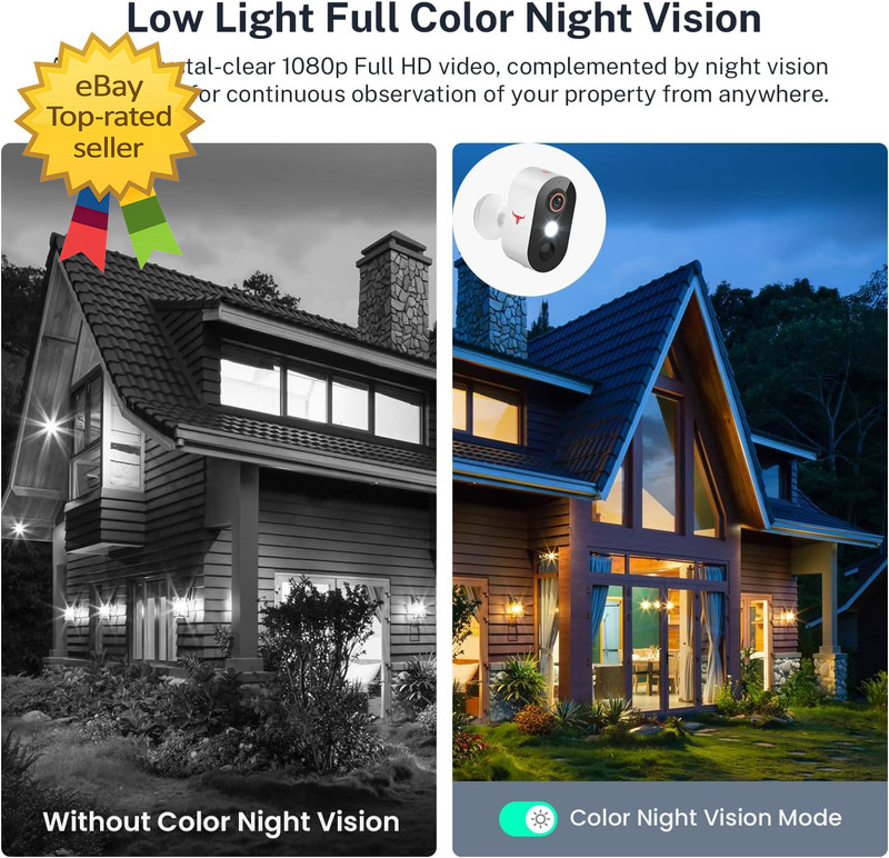 1080P Wireless Security Camera AI Human Detection Night Vision Two Way Talk WiFi gallery