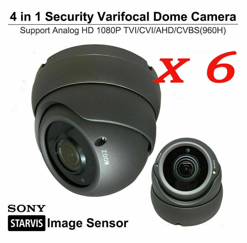 [6 PKG]1080P Security Camera 2.8mm-12mm Varifocal Dome HD TVI CVI AHD Analog