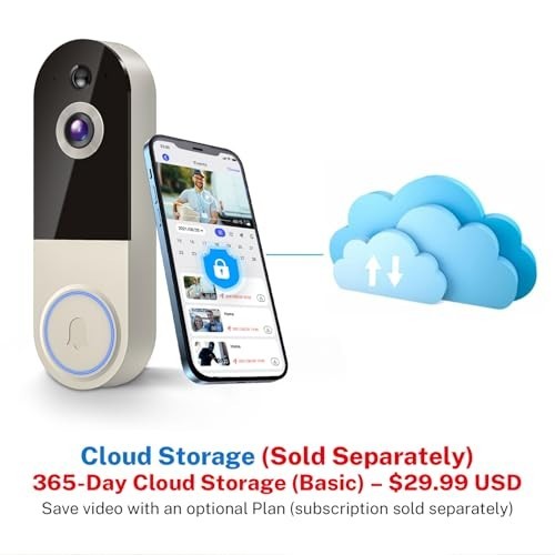 1080p Wireless Doorbell Camera, AI Human Detection, 2-Way Audio, Night Vision, R gallery