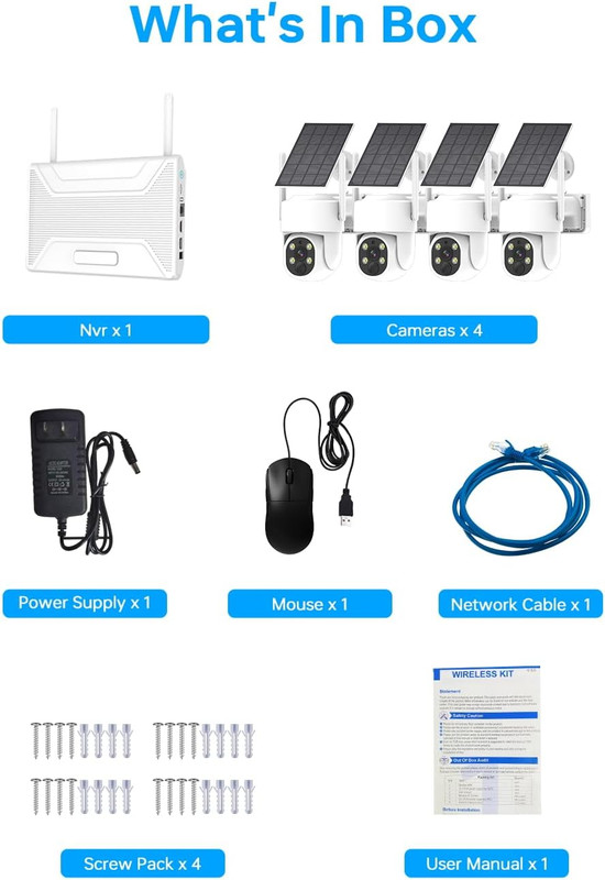 PTZ Security Cameras Wireless Outdoor Solar Powered, Pan Tilt 360 View 10 CH Ult gallery