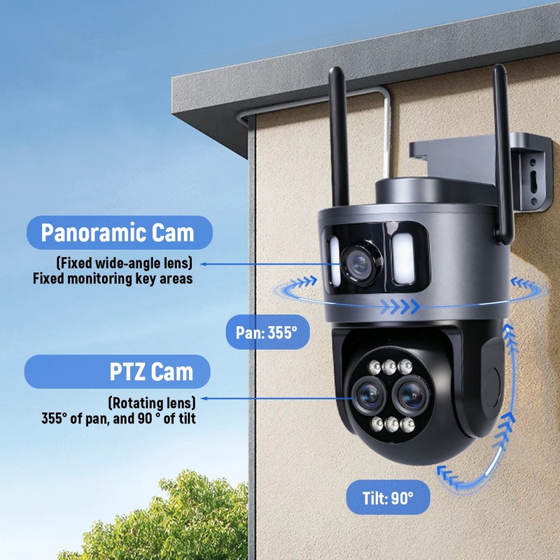 4K8MP Outdoor Home Security Camera Triple Cameras 360° PTZ Auto Tracking 10×Zoom gallery