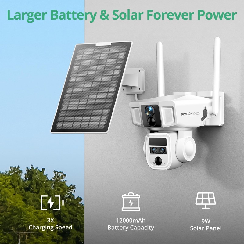 4G Cellular Security Camera 4K, Wireless Solar Outdoor Camera Triple Lens Bul... gallery