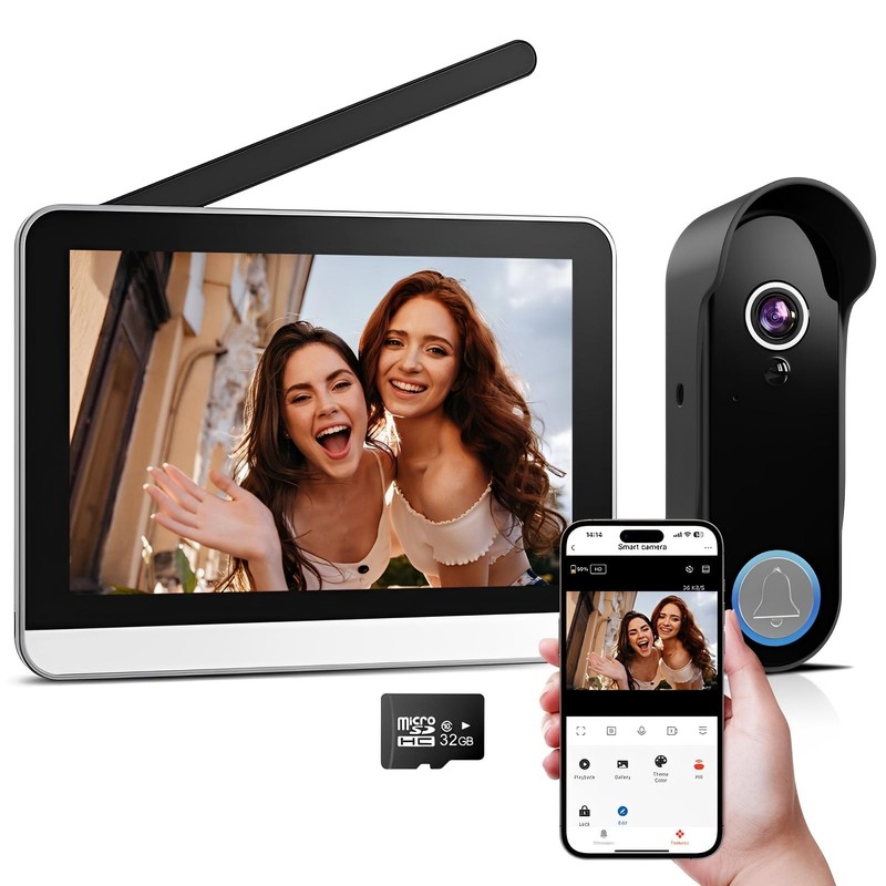 Bvavo Wireless Doorbell Camera with Monitor Video Door Phone Intercom System