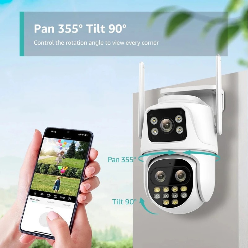3 Lens HD 9MP WiFi IP Camera Wireless Outdoor CCTV PTZ Home Security IR Camera gallery