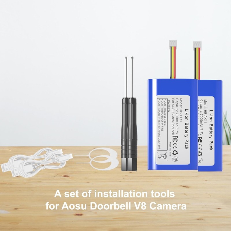 2pack 7000mAh Rechargeable Battery for AOSU Video Doorbell V8 V8S, V8P, V8P1AX11 gallery