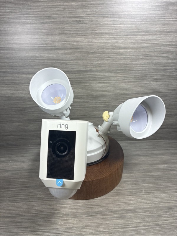 RING FLOODLIGHT CAM WIRED PLUS White 1080p HD Security Camera Tested Works VGC