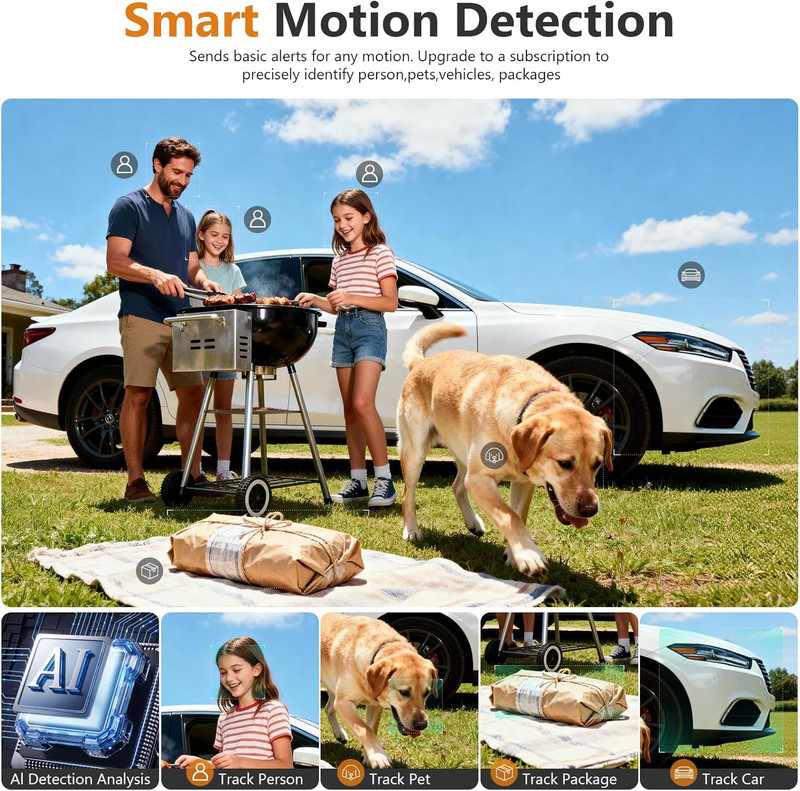 4 Pack 2K FHD Wireless Outdoor Security Cameras with AI Detection & Night Vision gallery