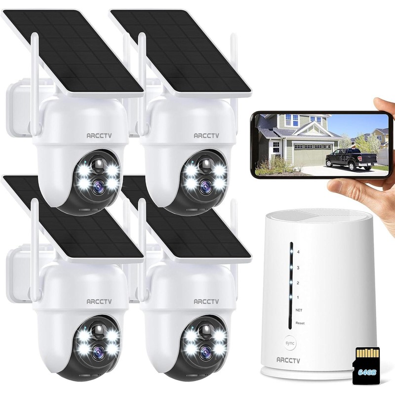 ARCCTV 4MP Solar Wireless Security Camera System 360° Battery AI Human Detection