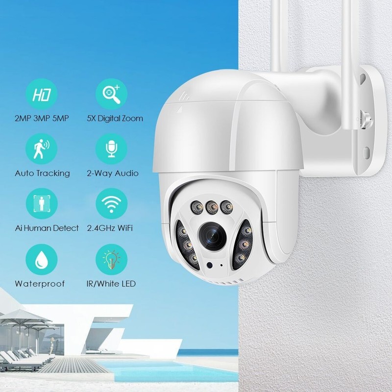 5MP Wifi IP Outdoor Security Camera PTZ 1080P Night Vision Home Surveillance Cam gallery