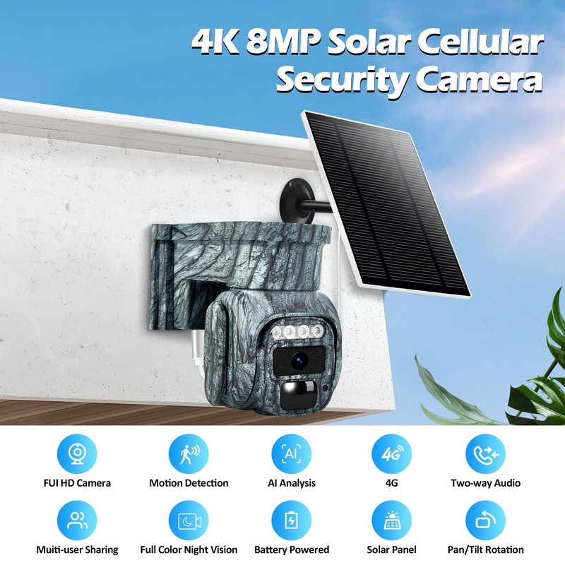 4G LTE Cellular Security Camera No WiFi Solar Outdoor Night Vision With SIM Card gallery