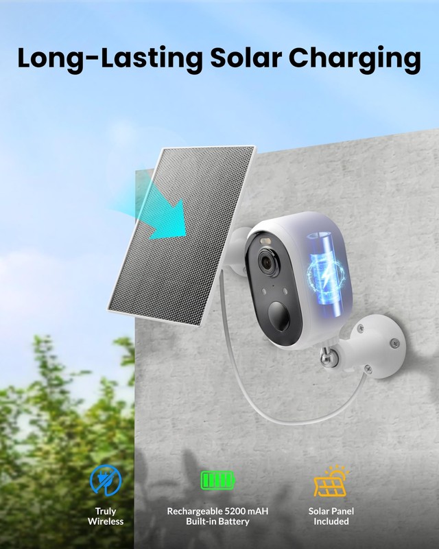 Solar Security Camera Outdoor Wireless, 5MP(3K) Color Night Vision, Battery P... gallery