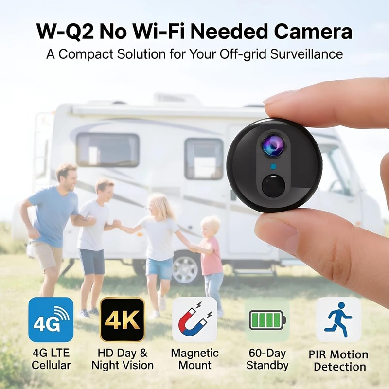 4G LTE Mini Security Camera, 4K HD, Night Vision, 60-Day Standby, No Wi-Fi gallery