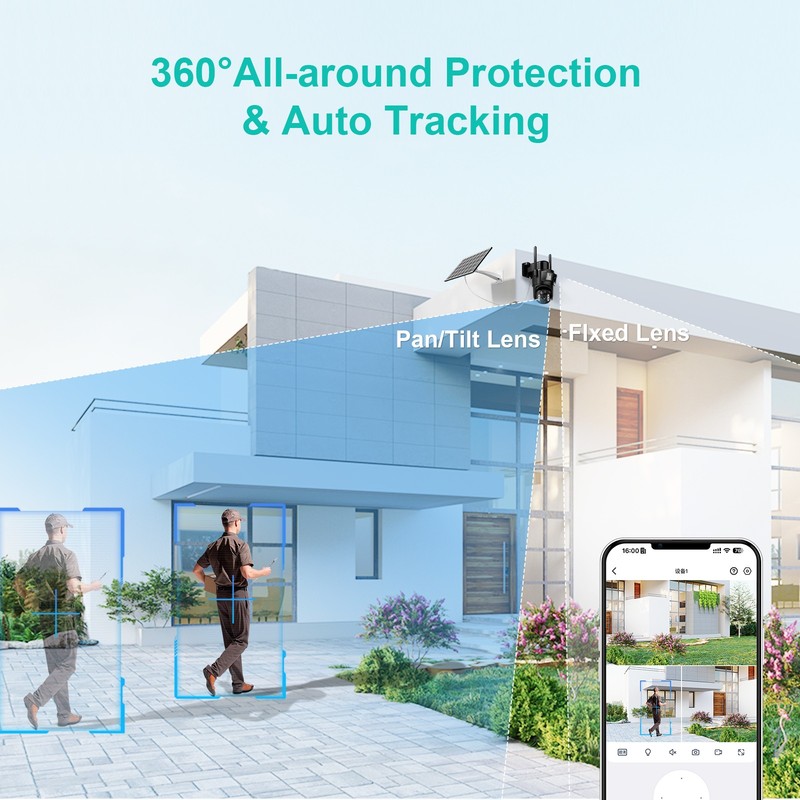 Solar Battery Powered Wireless WiFi Outdoor Pan/Tilt Home Security Camera System gallery