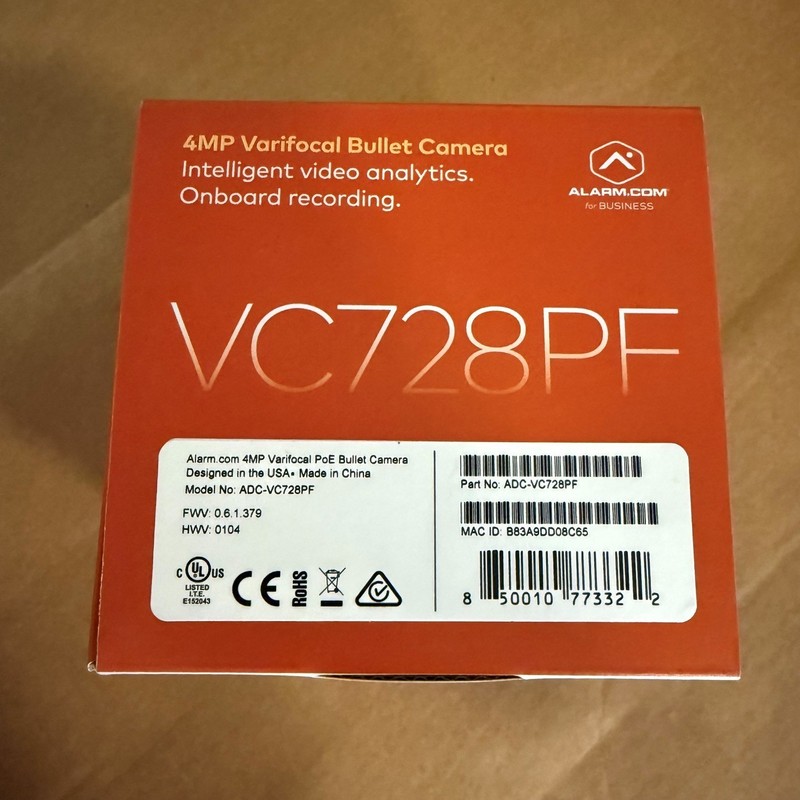 Alarm.com ADC-VC728PF 4MP PoE Bullet Camera (NEW) gallery