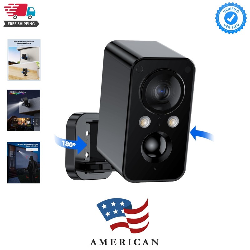 Security Cameras Wireless Outdoor Battery: 180° Horizontal Camera for Home Se…