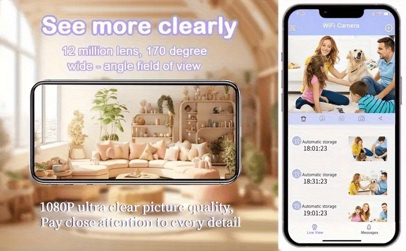 4pcs Practical WiFi Remote Camera with 170° Wide-Angle for Home, Office, Outdoor gallery
