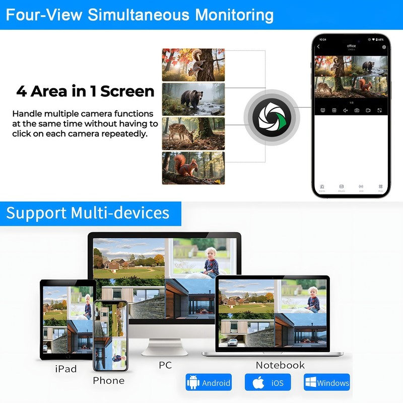 4G LTE Wireless Security Camera 2.5K Auto Tracking Night Vision PTZ Solar Power gallery