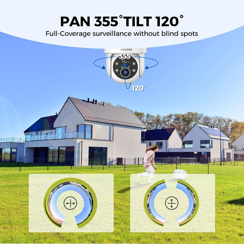 2K 360° View Security Cameras Wireless Outdoor, Solar Cameras for Home Security, gallery