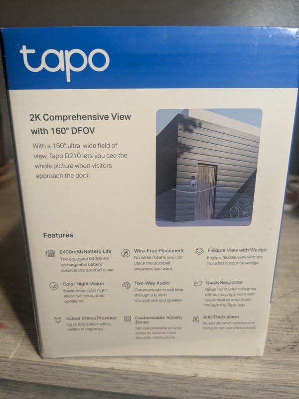 TP-Link Tapo Smart Video Doorbell Camera Wireless with Chime 2K -Brand New- gallery