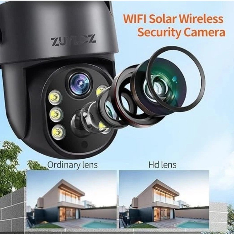 WIRELESS Home Security Camera Solar Panel 360° IP65 SD/Cloud Storage, Color Nigh gallery