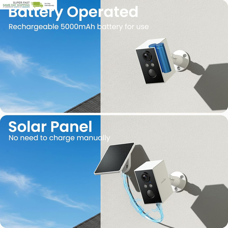 Solar Security Cameras Wireless Outdoor 2K Wifi 6, A1 2Pack | Solar Camera Outdo gallery