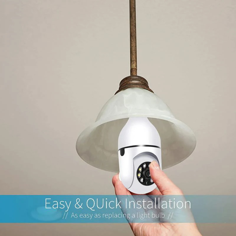 360° 1080P WIFI E27 BULB CAMERA 3MP AI TRACKING IR NIGHT SECURITY CAM gallery
