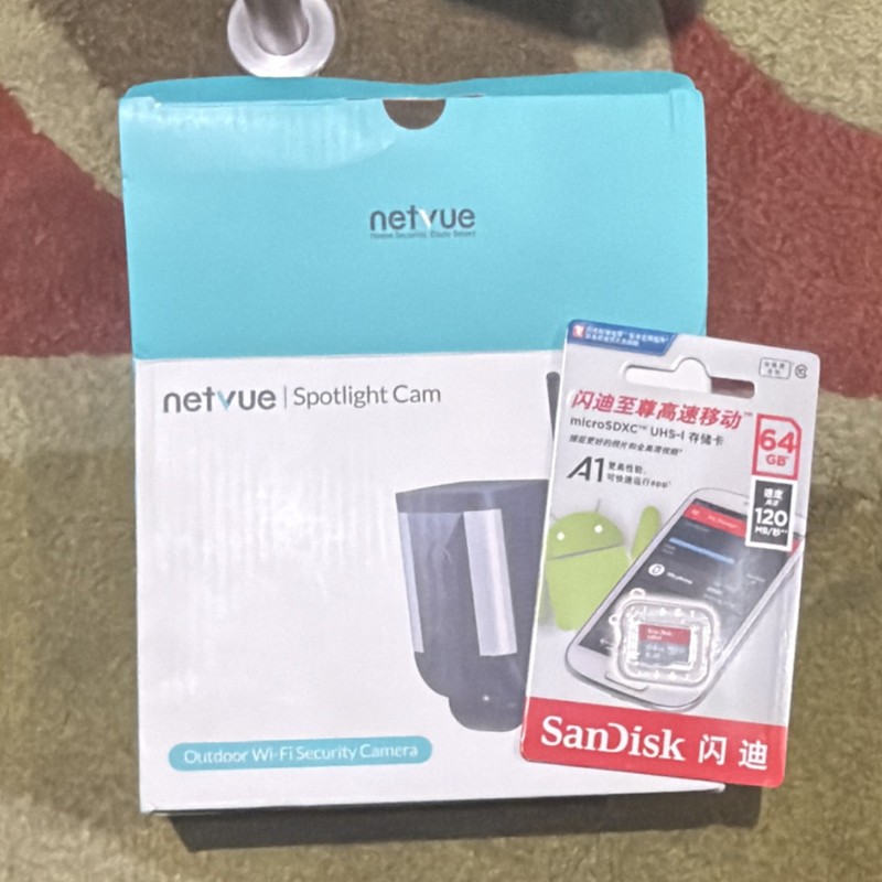 Netvue Spotlight Cam Outdoor Wi-Fi Security Camera Night Vision 64GB