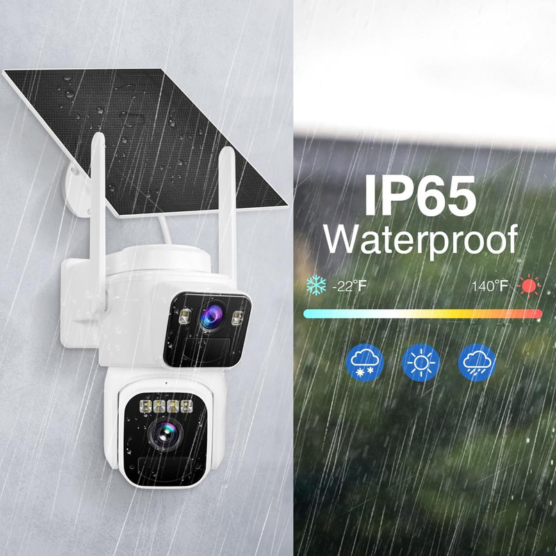 2K Dual Lens Solar Security Camera with 360° View & Color Night Vision gallery