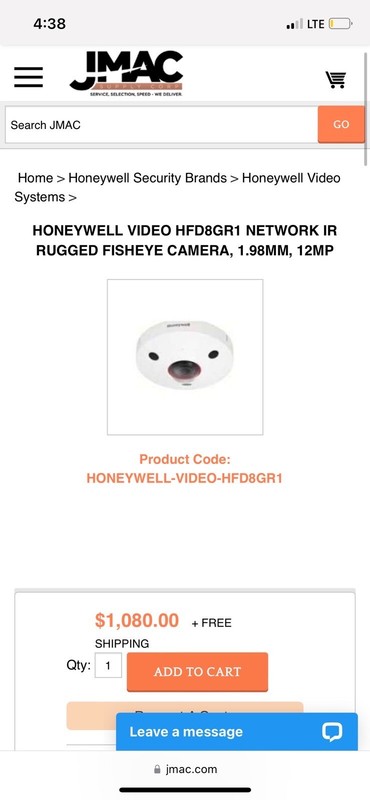 HONEYWELL VIDEO HFD8GR1 NETWORK IR RUGGED FISHEYE CAMERA, 1.98MM, 12MP gallery