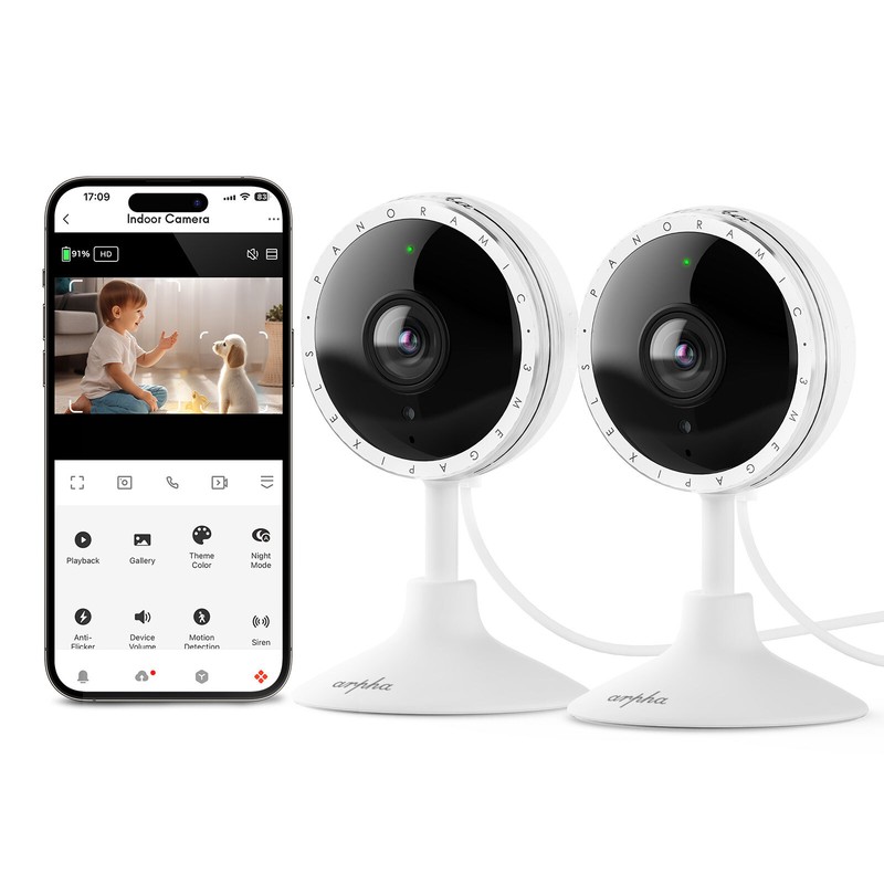 2K Indoor Security Cameras WIFI Night Vision Motion Detection 2 Way Talk 2 Pack