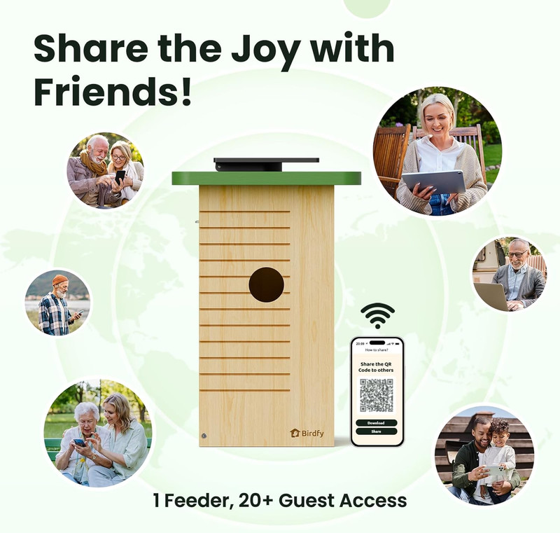 Smart Bird House with Camera Solar Powered, 1080HD Live Video & Night Vision for gallery