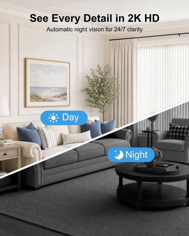 Mini 4G Wireless Security Camera, No WiFi 2K HD Indoor Surveillance Camera wi... gallery