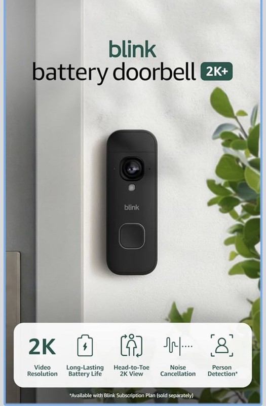 Blink Battery Doorbell 2K+ (Newest Model) – Black – Add-On Unit