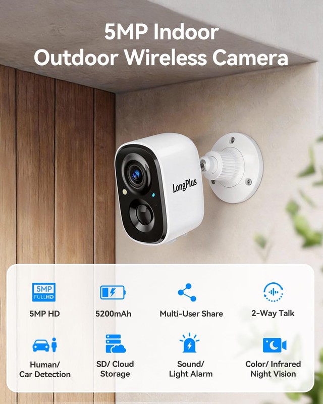 5MP 3K Security Cameras Wireless Outdoor, Battery Smart Camera for Home Secur... gallery