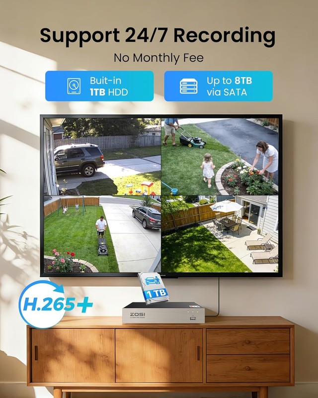 ZOSI 3K Lite Security Camera System 8CH DVR 1TB HDD gallery