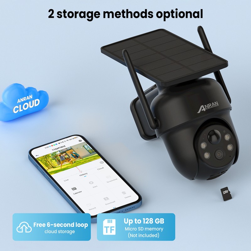 ANRAN 5MP Wireless Home Security Cameras Solar Battery Powered WiFi PTZ Outdoor gallery