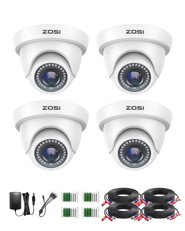 4 Pack 2.0MP HD 1080P HD-TVI Indoor Outdoor Dome Wired Home Security Surveillanc