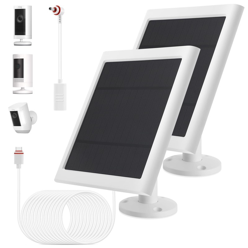 2 Pack - Solar Panel for Ring Camera, Compatible with Ring Spotlight Cam Plus/Pr
