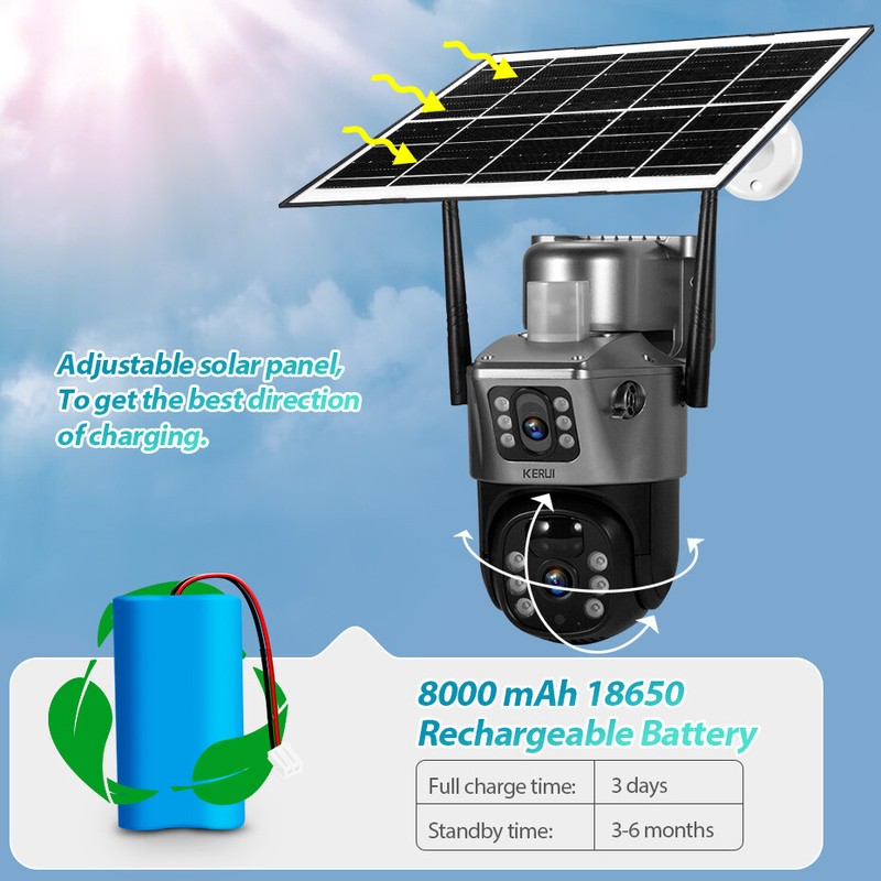 2PCS 4MP Wireless Solar Powered Camera Outdoor WiFi PTZ Home Security Camera USA gallery