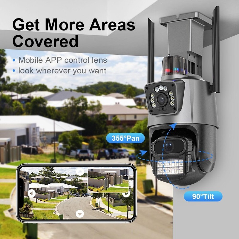Dual Lens 4MP WiFi Security Camera Outdoor Home Night Vision PTZ Surveillance gallery