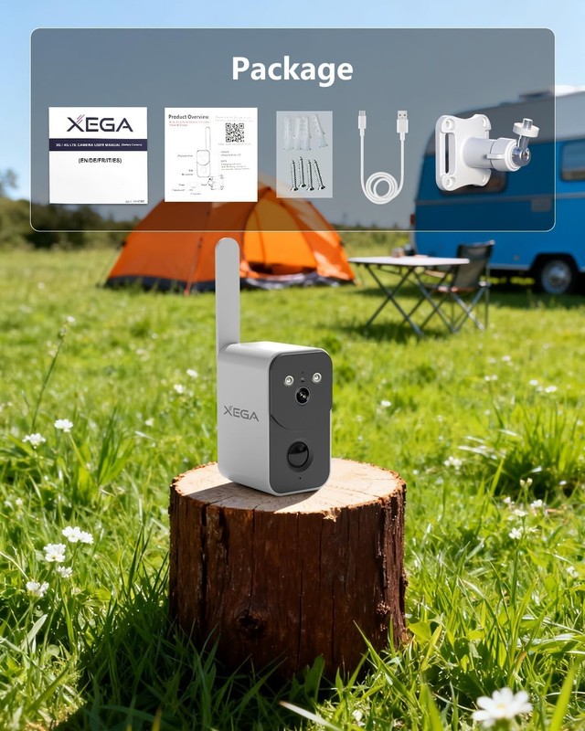Xega 4G Cellular Security Camera Outdoor Wireless, No WiFi Camera Built-in SIM C gallery