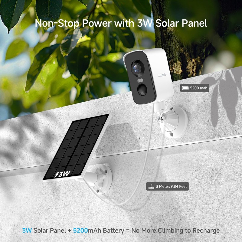 Arenti Solar Camera Outdoor Wireless, 3MP 2K with 340° Pan, PIR Detection, Co... gallery