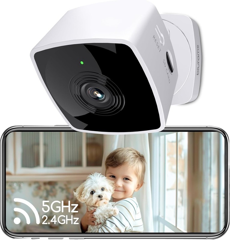 blurams 2.4G/5G Cameras for Home Security, 2K Pet Camera Indoor with White